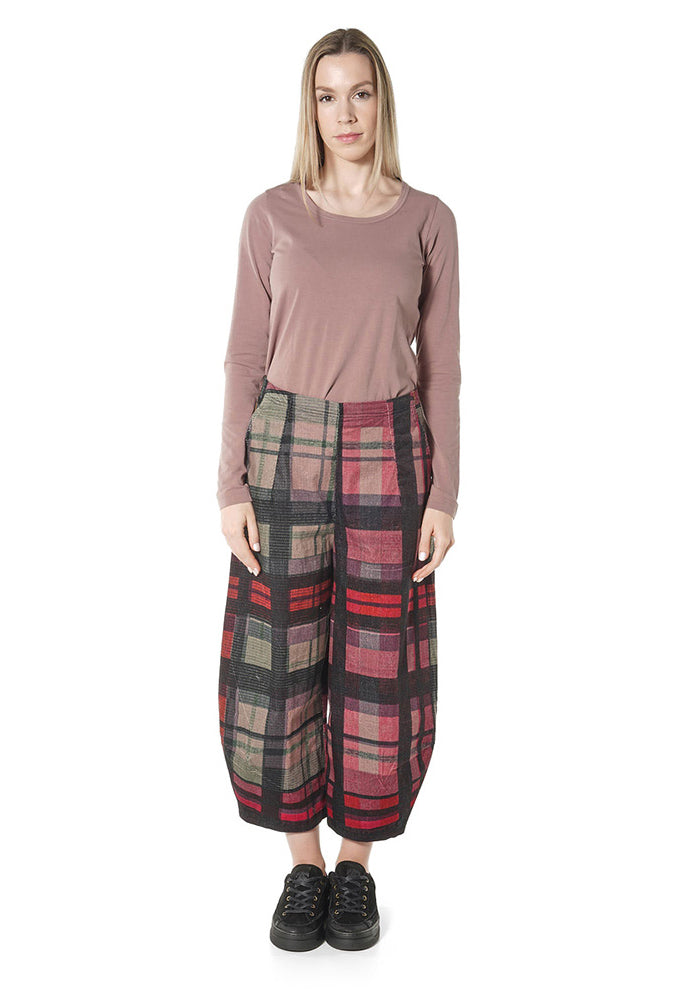 PRE-ORDER - Balloon Leg Trousers in Check Multicolour - 3230104