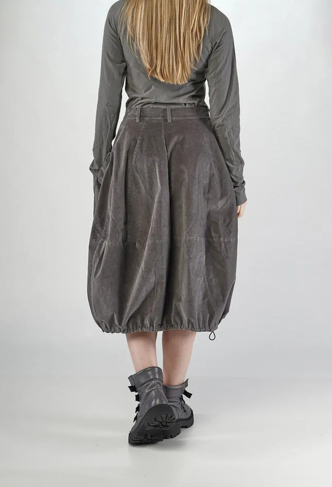 PRE-ORDER - Velvet Skirt with Feature Pockets in Dark Grey - 3230306