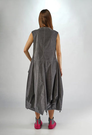 PRE-ORDER - Velvet Dress with Feature Pockets in Dark Grey - 3230907