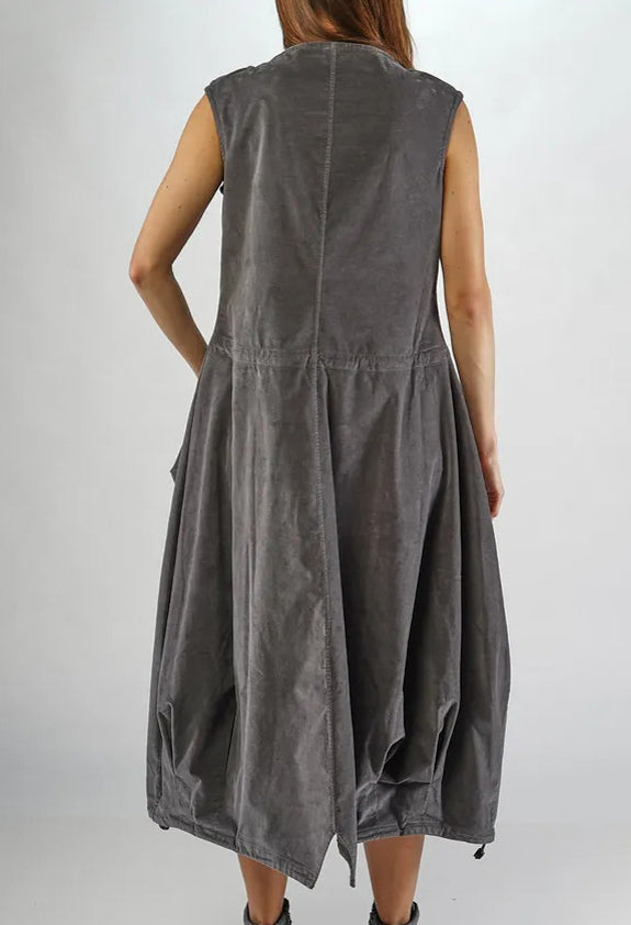 PRE-ORDER - Velvet Dress with Feature Pockets in Rose (Pictured in Dark Grey) - 3230907