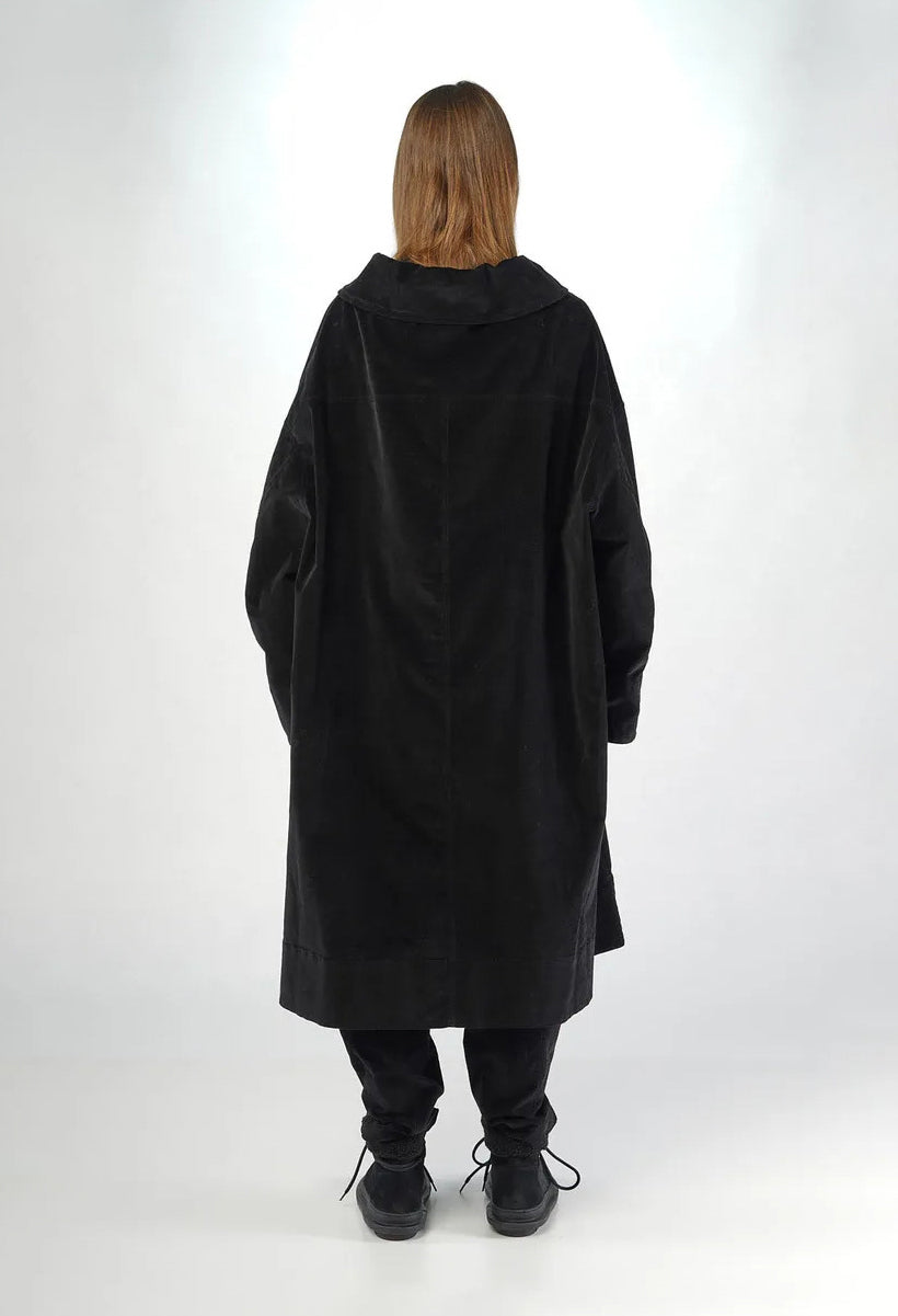 PRE-ORDER - Velvet Oversized Coat with Feature Pockets in Rose (Pictured in Black) - 3231203