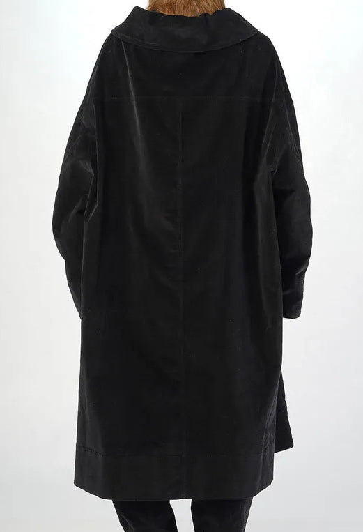 PRE-ORDER - Velvet Oversized Coat with Feature Pockets in Rose (Pictured in Black) - 3231203