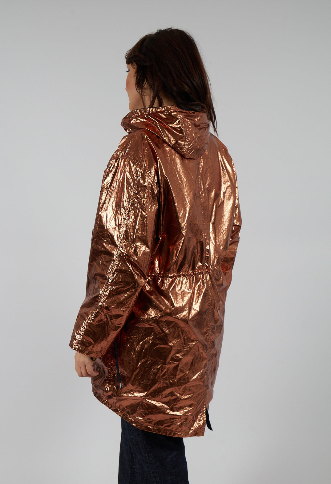 Reversible Lightweight Raincoat in Navy and Bronze
