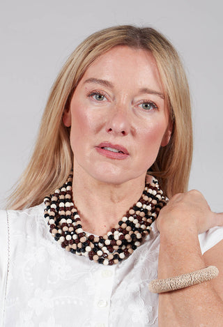 Multicolour Twisted Necklace in Beige, Black and Wine