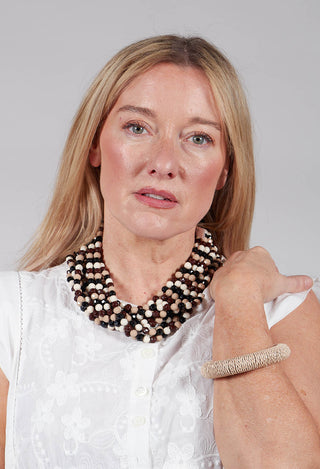 Multicolour Twisted Necklace in Beige, Black and Wine