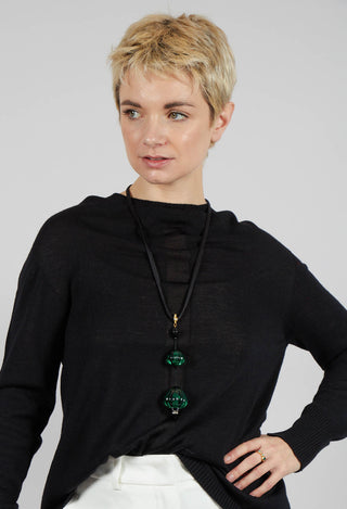Murano Long Necklace with Ribbon in Green