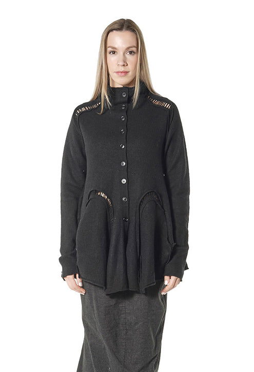 PRE-ORDER - High Neck Cardigan in Black - 3247104