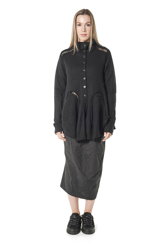 PRE-ORDER - High Neck Cardigan in Black - 3247104