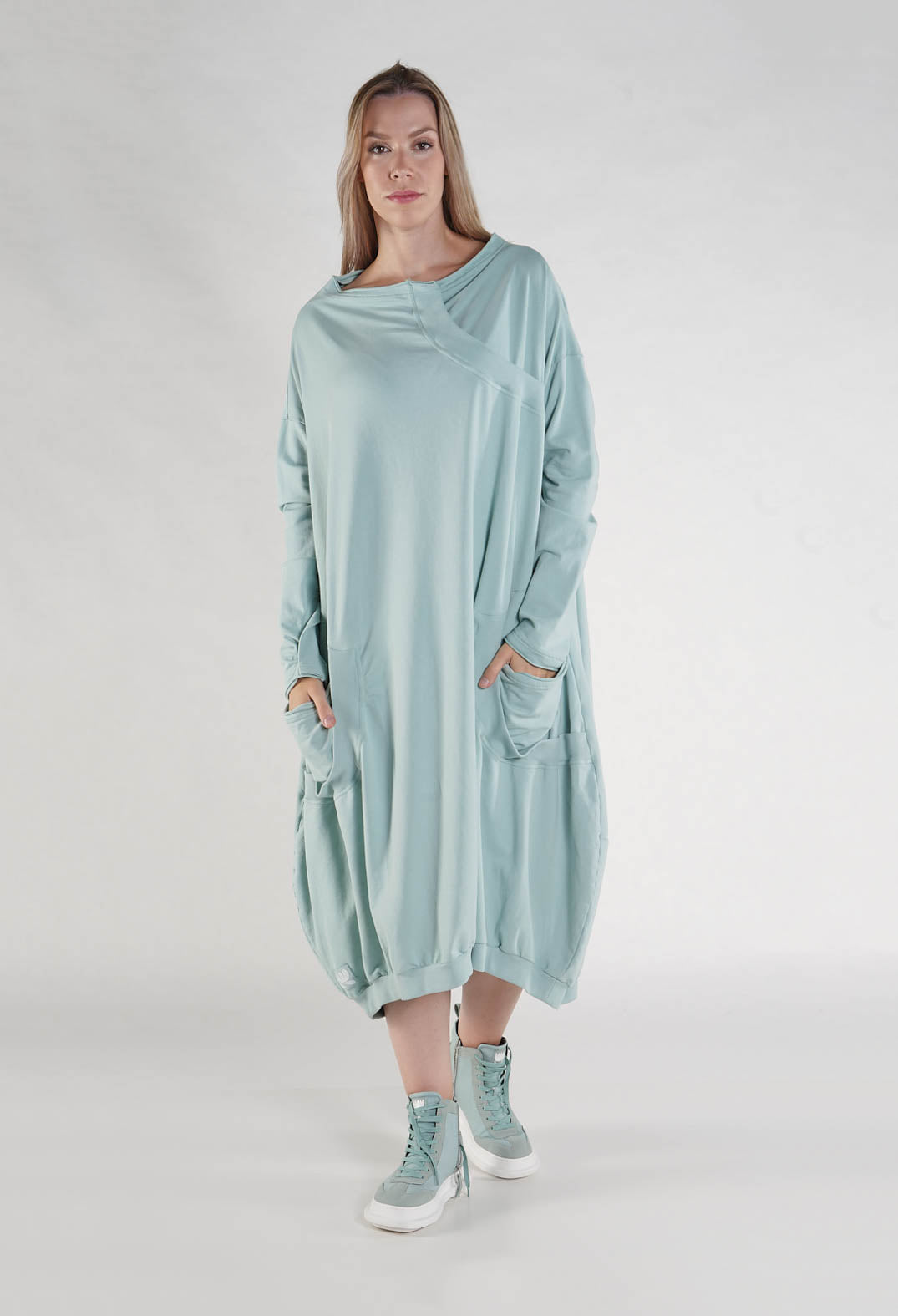 PRE-ORDER - Oversized Jersey Dress with Tulip Hem in Lime - 3250906 (Pictured in Mint)