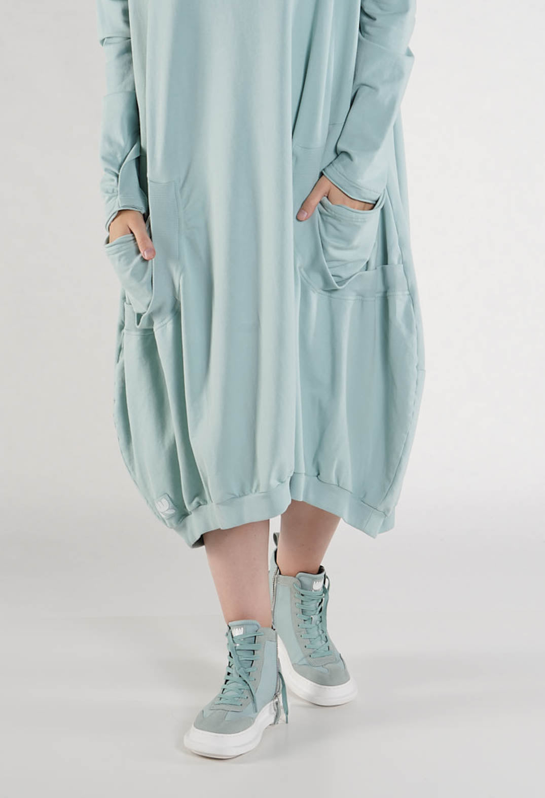PRE-ORDER - Oversized Jersey Dress with Tulip Hem in Lime - 3250906 (Pictured in Mint)