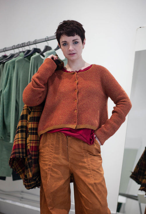 PRE-ORDER - Cropped Cardigan in Bronze Lava Jacquard - 3277101