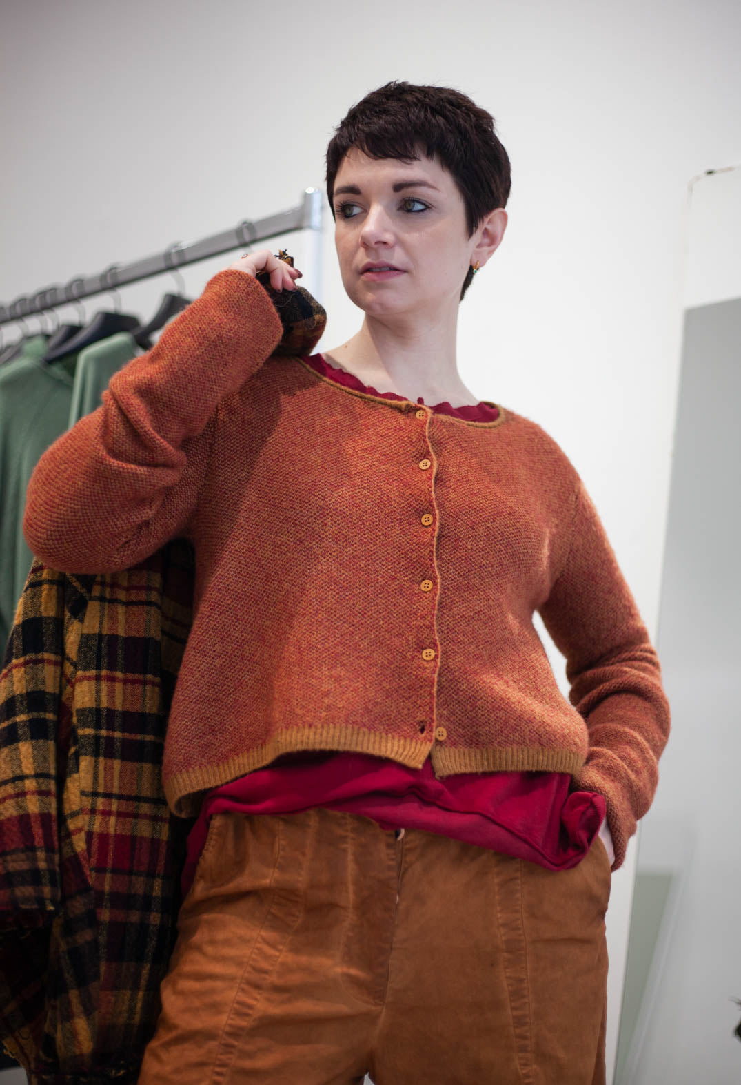 PRE-ORDER - Cropped Cardigan in Lava Crystal Jacquard (Pictured in Bronze Lava Jacquard) - 3277101
