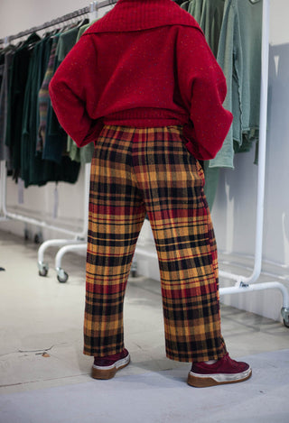 PRE-ORDER - Straight Leg Trousers in Lava Check - 3280104