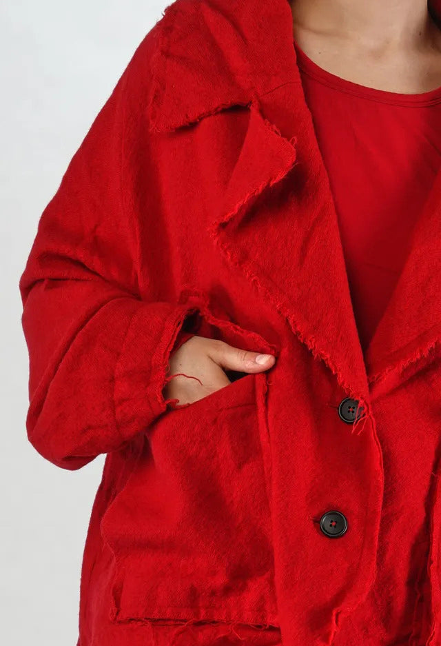 PRE-ORDER - Oversized Jacket with Raw Edges in Rose - 3281101