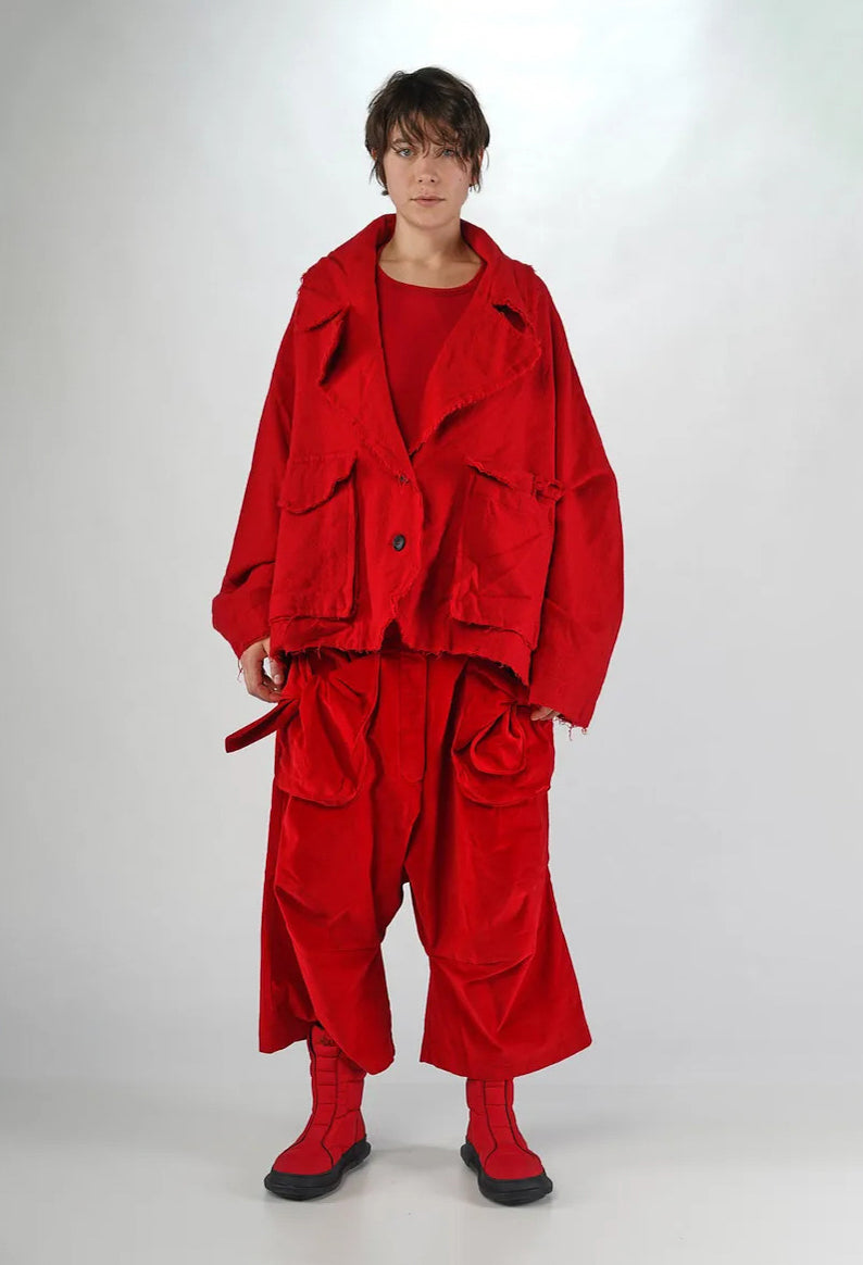 PRE-ORDER - Oversized Jacket with Raw Edges in Rose - 3281101