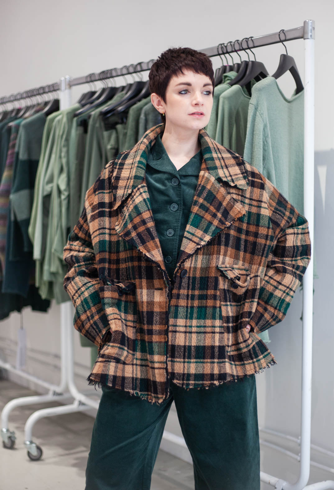 PRE-ORDER - Boxy Jacket in Lava Check (Pictured in Forest Check) - 3281102