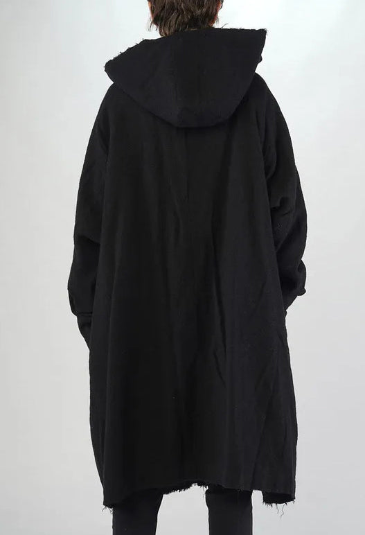 PRE-ORDER - Coat with Raw Edges in Dark Grey (Pictured in Black) - 3281203