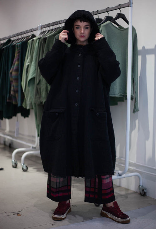 PRE-ORDER - Hooded Coat in Lava Check (Pictured in Black) - 3281203