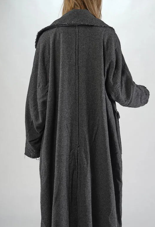 PRE-ORDER - Long Coat with Raw Edges in Rose (Pictured in Dark Grey) - 3281204