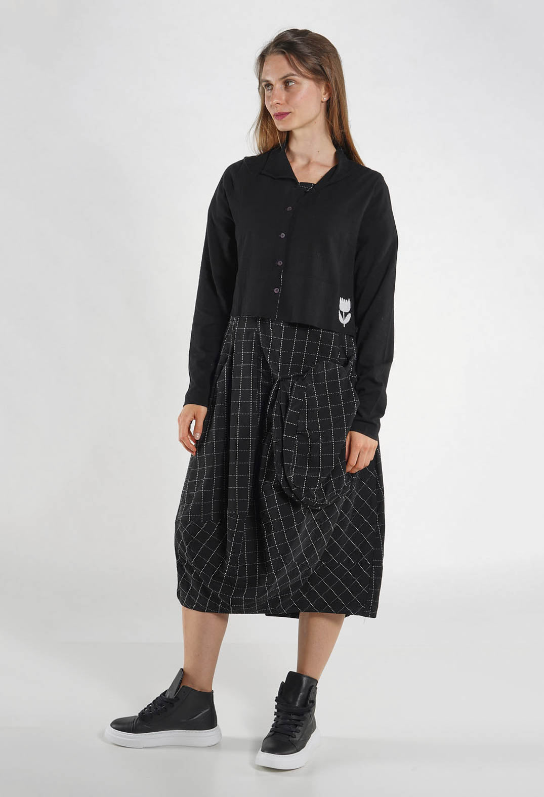 PRE-ORDER - Cotton Knit Short Cardigan in Black - 3337112