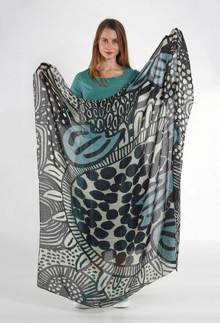 PRE-ORDER - Lightweight Scarf in Black Mint Lime Print - 3361402
