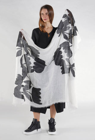PRE-ORDER - Oversized Lightweight Scarf in Black Print Nature - 3361405