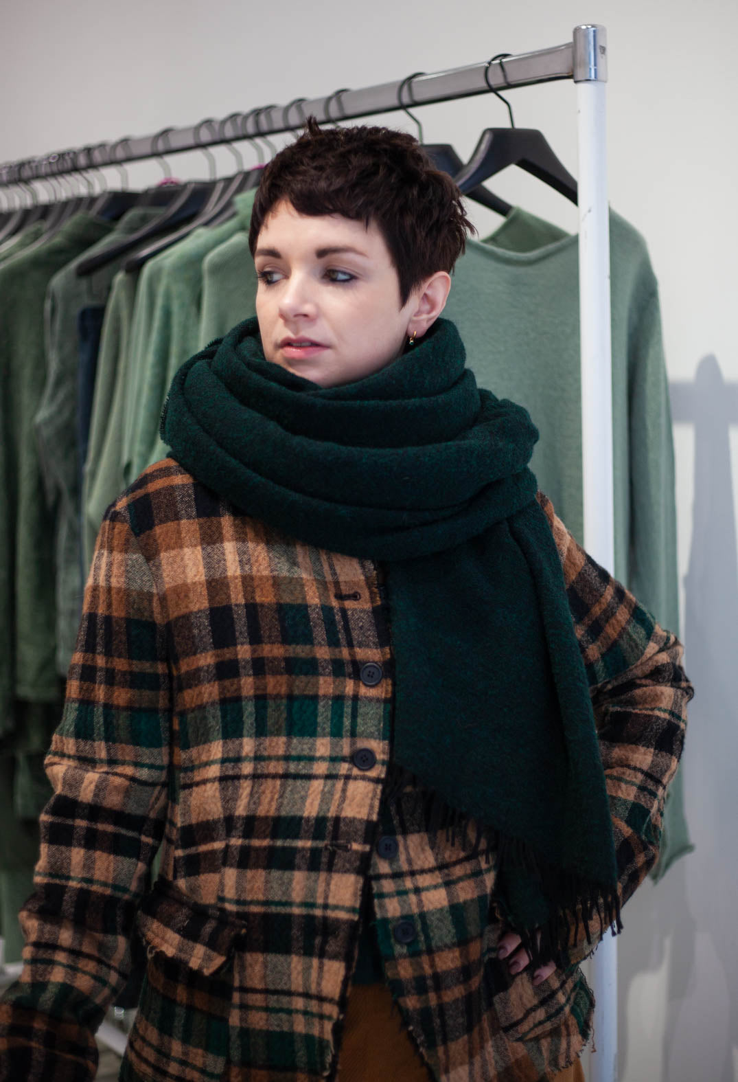 PRE-ORDER - Fringed Scarf in Forest Melange - 3361407