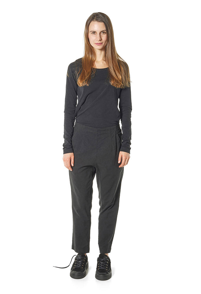 PRE-ORDER - Tapered Leg Trousers in Black Stripe (Pictured in Black) - 3410103