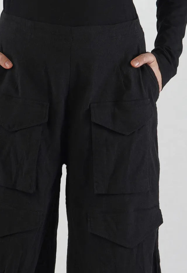 PRE-ORDER - Balloon Leg Trousers in Black Stripe - 3410104