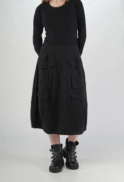 PRE-ORDER - Balloon Hem Skirt in Black Stripe - 3410305