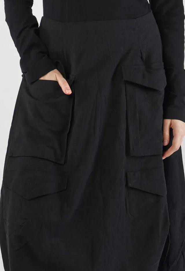 PRE-ORDER - Balloon Hem Skirt in Black Stripe - 3410305
