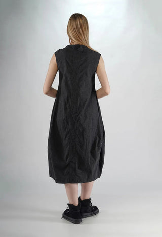 PRE-ORDER - Sleeveless Tulip Hem Dress in Black Stripe - 3410903