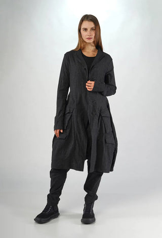 PRE-ORDER - Tulip Hem Coat in Black Stripe - 3411202