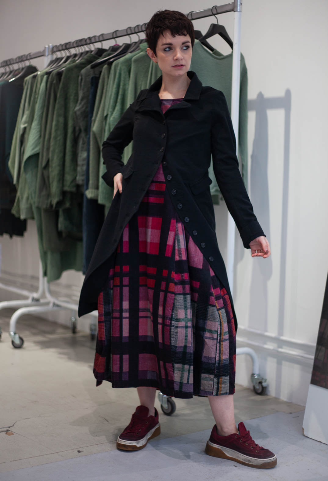 PRE-ORDER - Tailored Coat in Bronze Stripe (Pictured in Forest Stripe) - 3411217