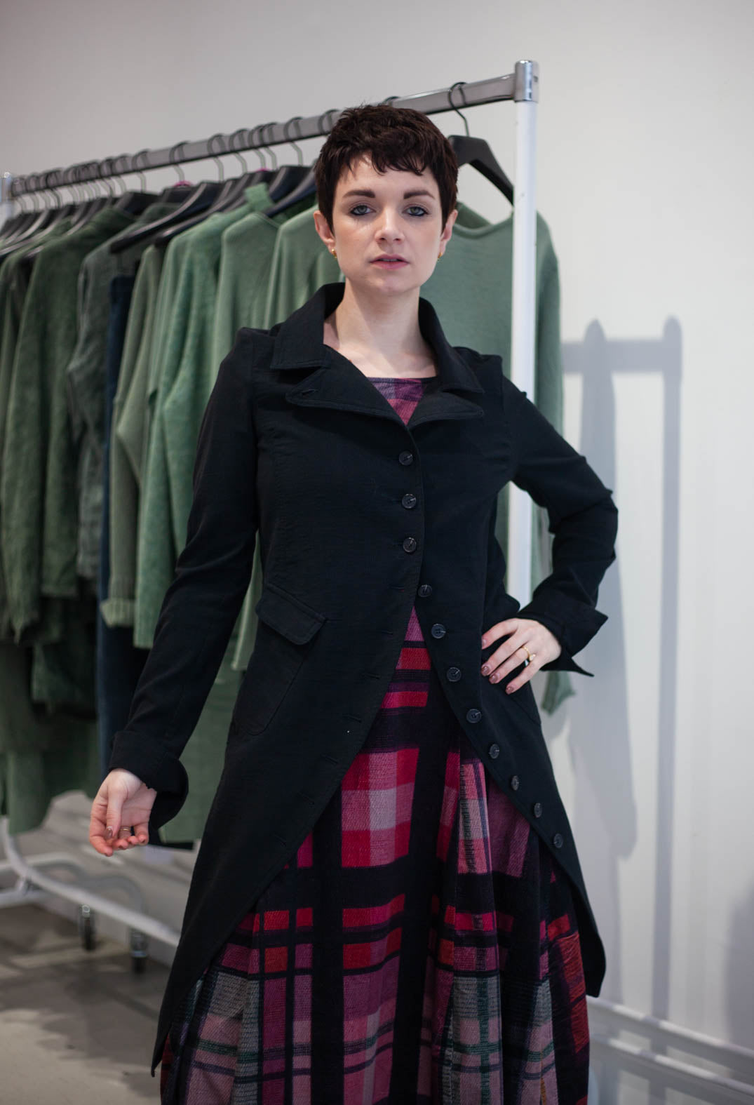 PRE-ORDER - Tailored Coat in Bronze Stripe (Pictured in Forest Stripe) - 3411217