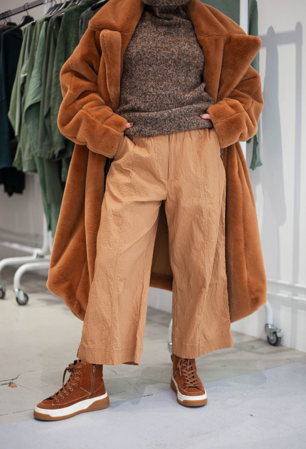 PRE-ORDER - Cropped Wide Leg Trousers in Forest (Pictured in Bronze) - 3420105