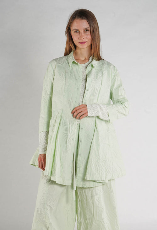 PRE-ORDER - Flared Shirt in Black Poplin Print - 3420401 (Pictured in Lime Poplin Print)