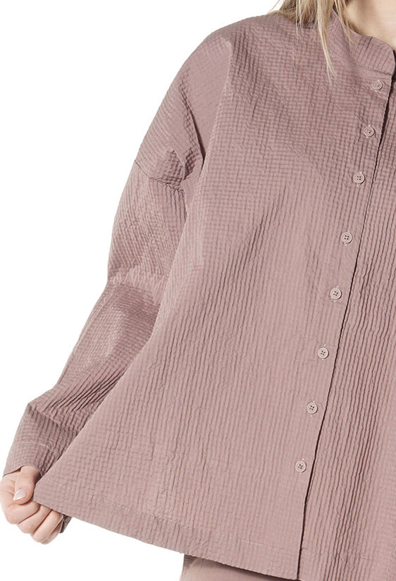 PRE-ORDER - Stand Collar Shirt in Bronze (Pictured in Crystal) - 3420403
