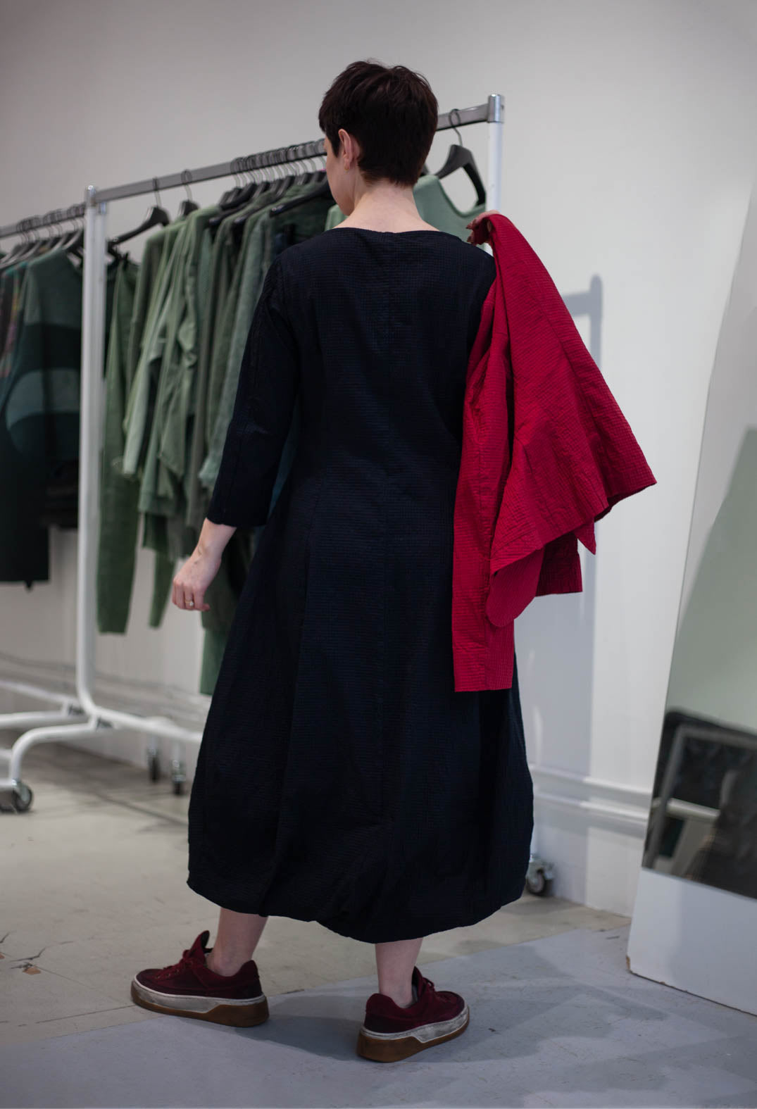 PRE-ORDER - Balloon Hem Dress in Lava (Pictured in Black) - 3420902