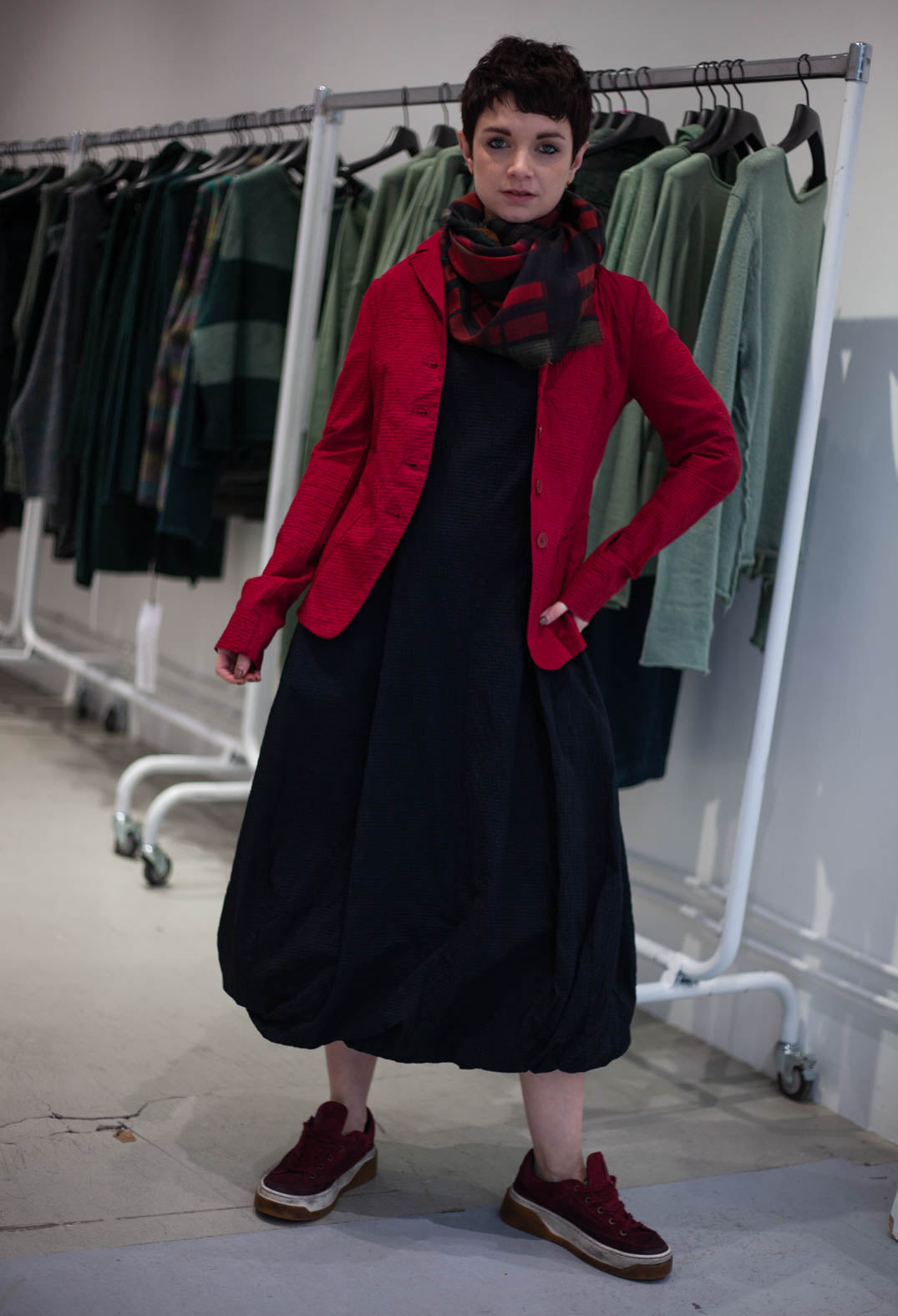 PRE-ORDER - Balloon Hem Dress in Forest (Pictured in Black) - 3420902