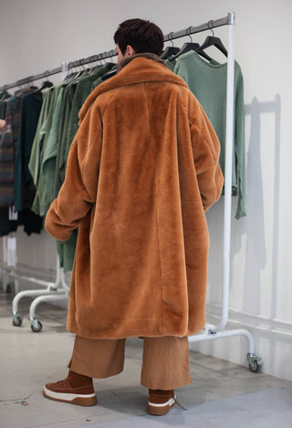PRE-ORDER - Faux Fur Coat in Sand (Pictured in Bronze) - 3431202