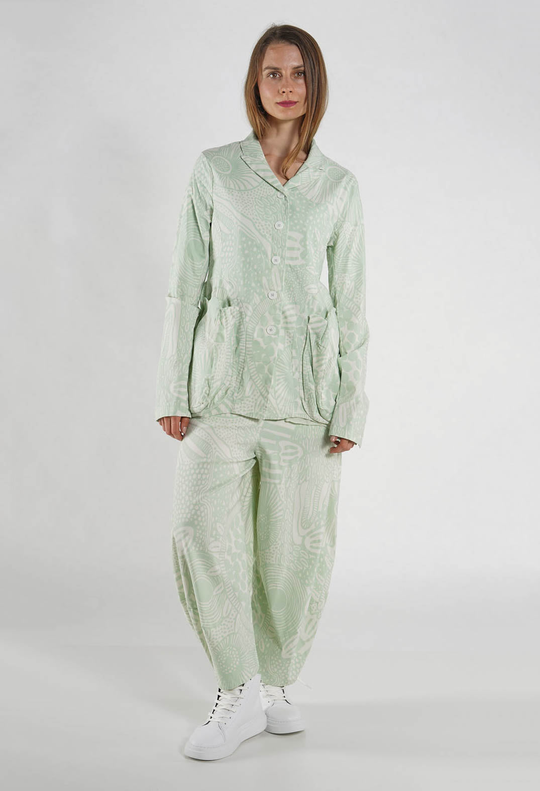 PRE-ORDER - Jacket with Patch Pockets in Lime Print - 3441111