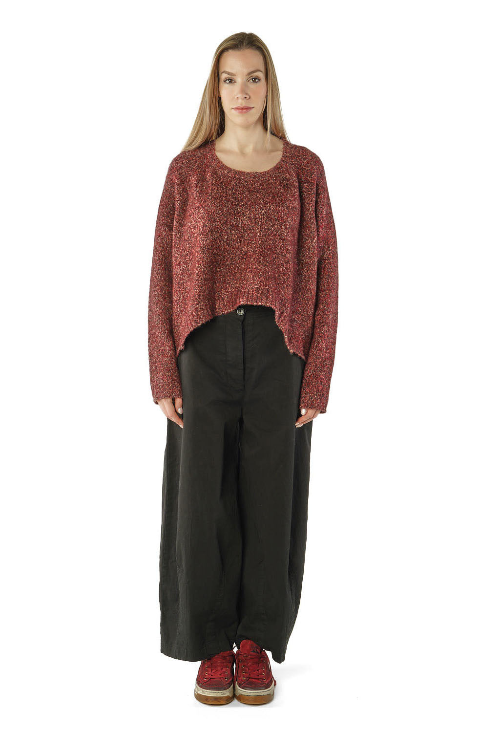 PRE-ORDER - Relaxed Cropped Jumper in Bronze Melange (Pictured in Lava Melange) - 3460702