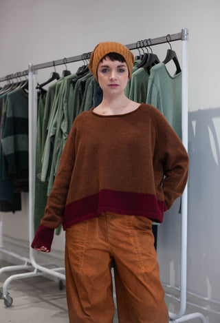 PRE-ORDER - Contrast Trim Jumper in Bronze Lava - 3480702