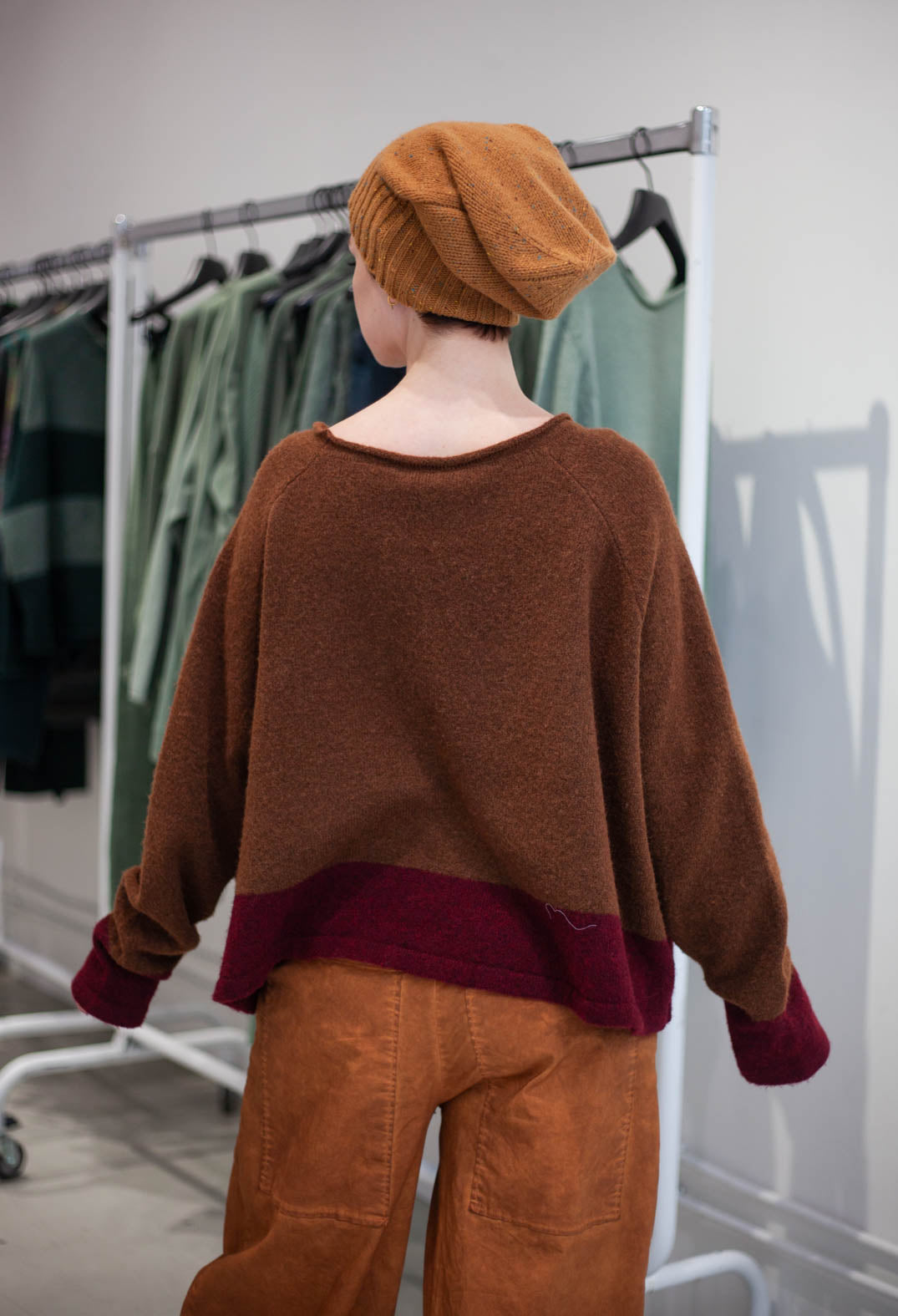 PRE-ORDER - Contrast Trim Jumper in Bronze Lava - 3480702
