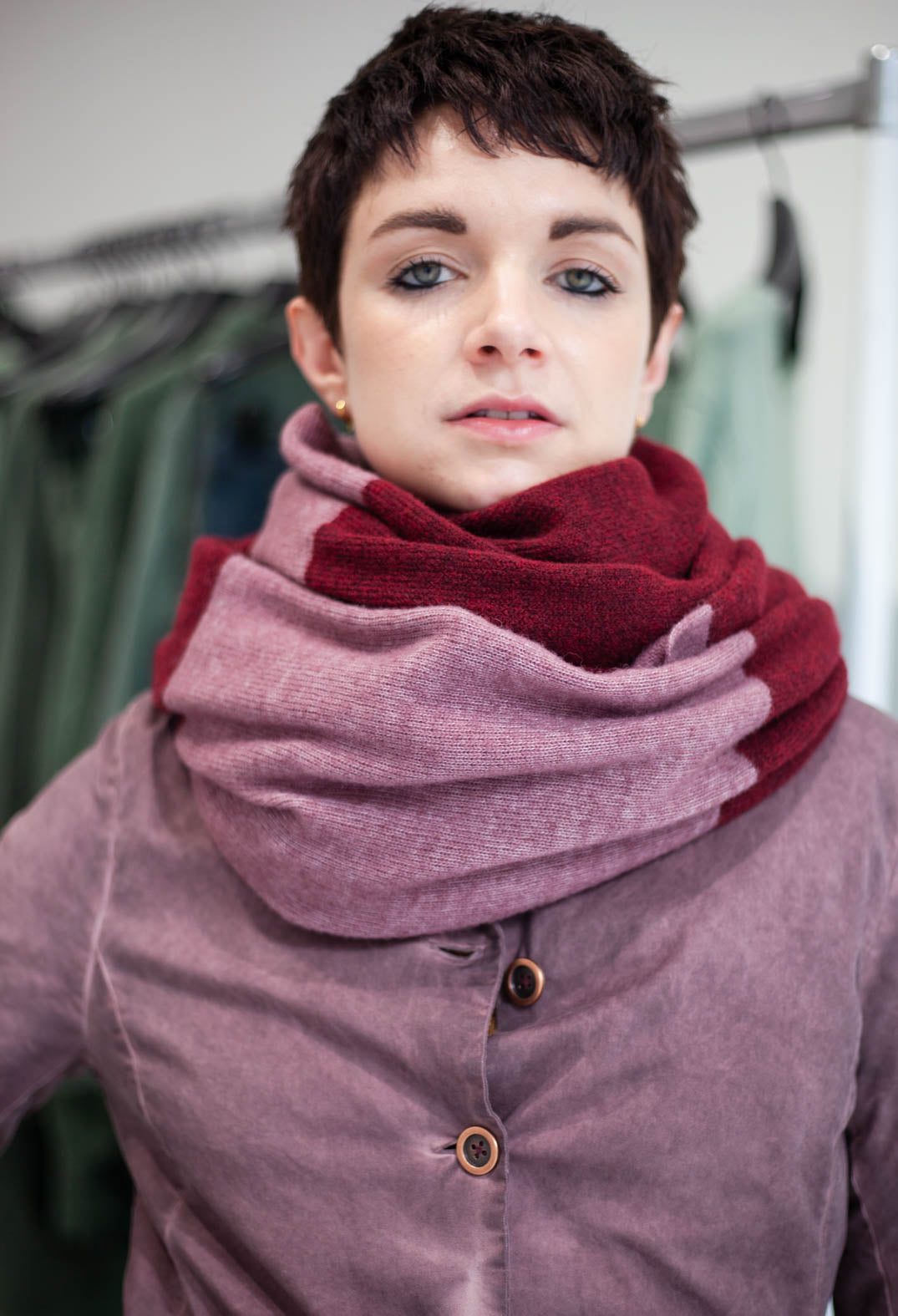 PRE-ORDER - Block Stripe Scarf in Forest Park (Pictured in Lava Crystal) - 3487705