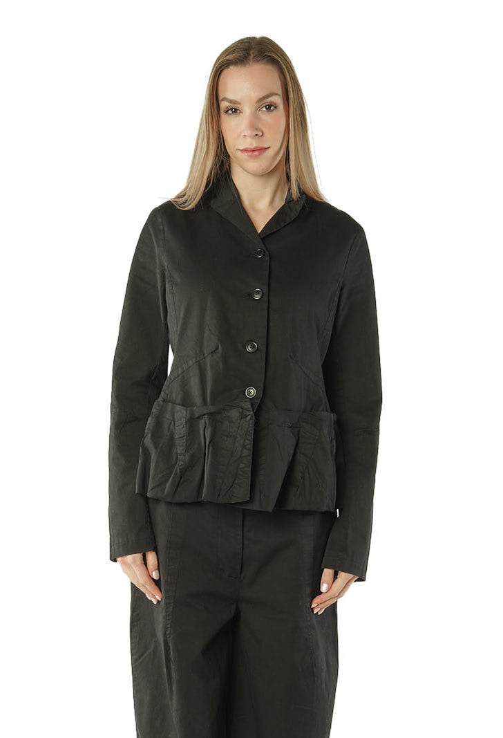 PRE-ORDER - Jacket with Peplum Hem in Lava (Pictured in Black) - 3501103