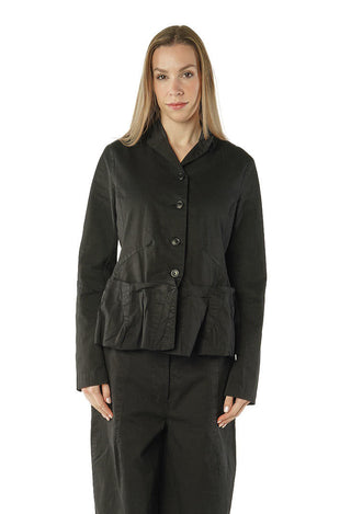 PRE-ORDER - Jacket with Peplum Hem in Lava (Pictured in Black) - 3501103