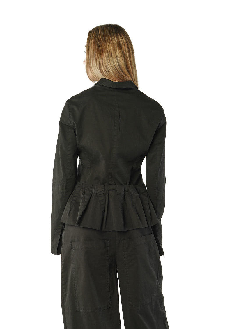 PRE-ORDER - Jacket with Peplum Hem in Lava (Pictured in Black) - 3501103