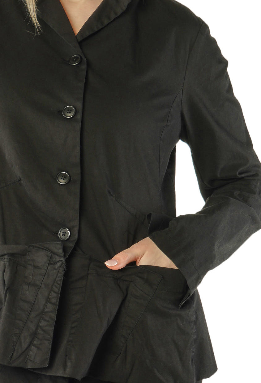 PRE-ORDER - Jacket with Peplum Hem in Forest (Pictured in Black) - 3501103